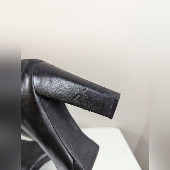 STUART weitzman Black Knee High Leather Boots Platform Heels Size 8 - Picture 6 of 12